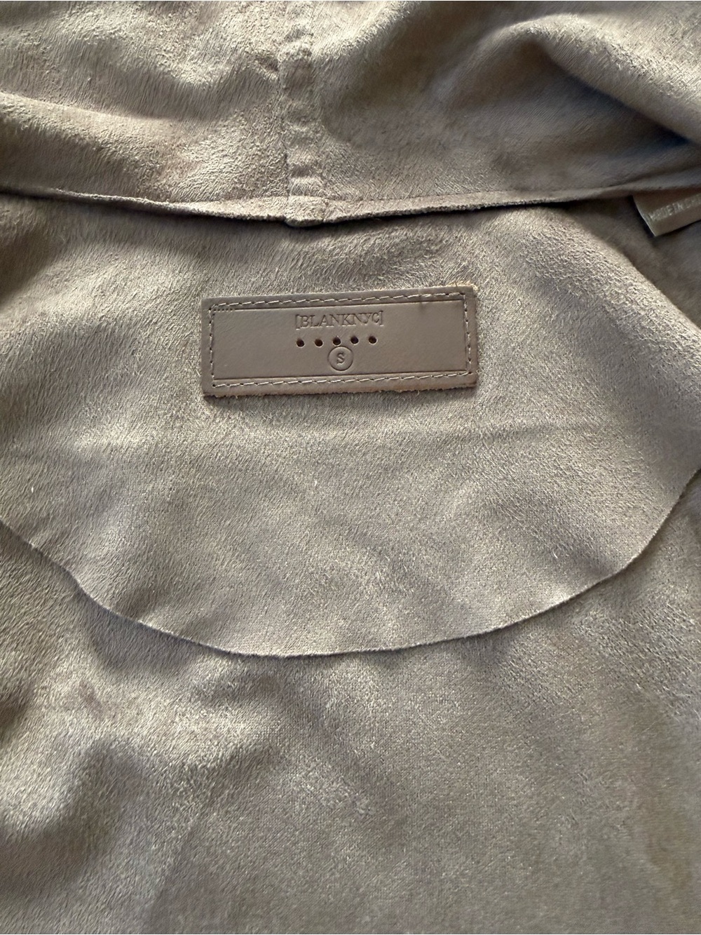 Blank NYC Taupe Draped Leather Open Front Jacket - Picture 3 of 4